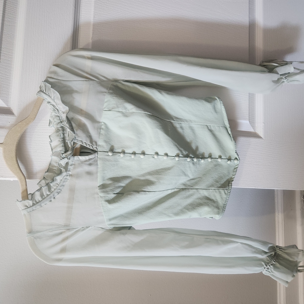Light Green Button-Up Blouse